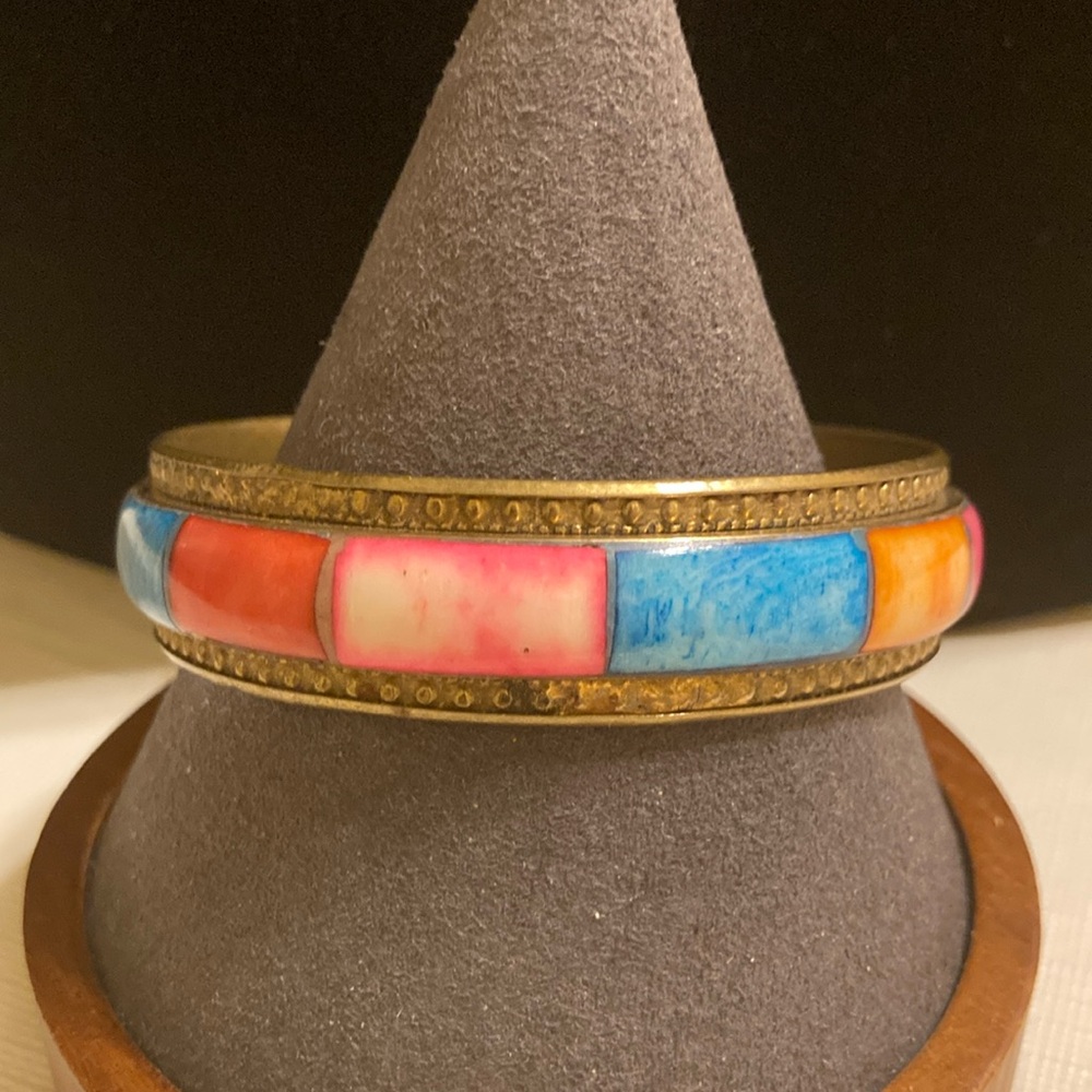 Brass bangle colorful enamel design